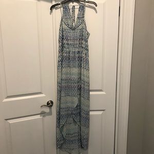 Sanctuary Blue Tulip Hem Hi-Low Printed Dress Sz M